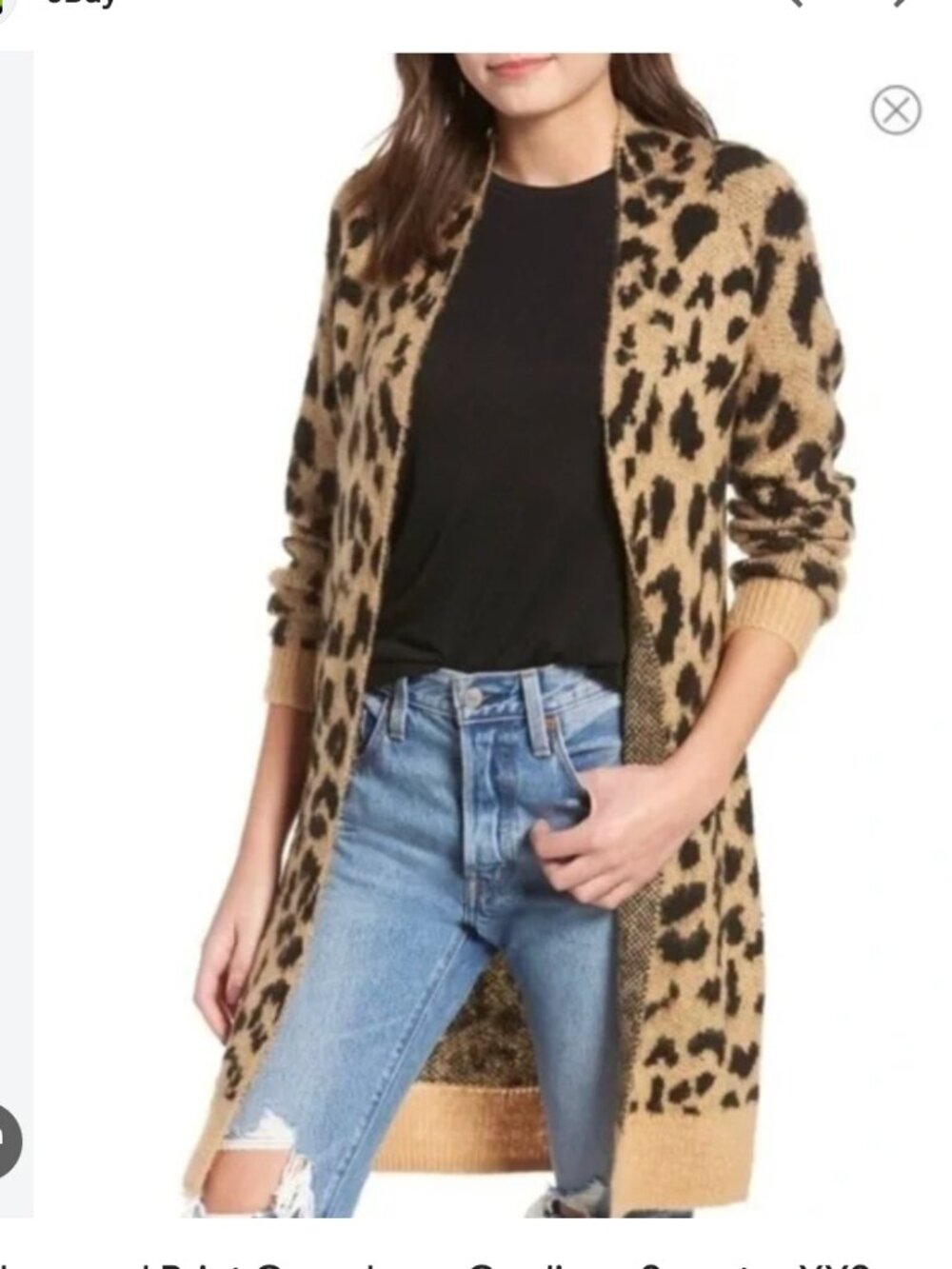 BP animal print open sweater